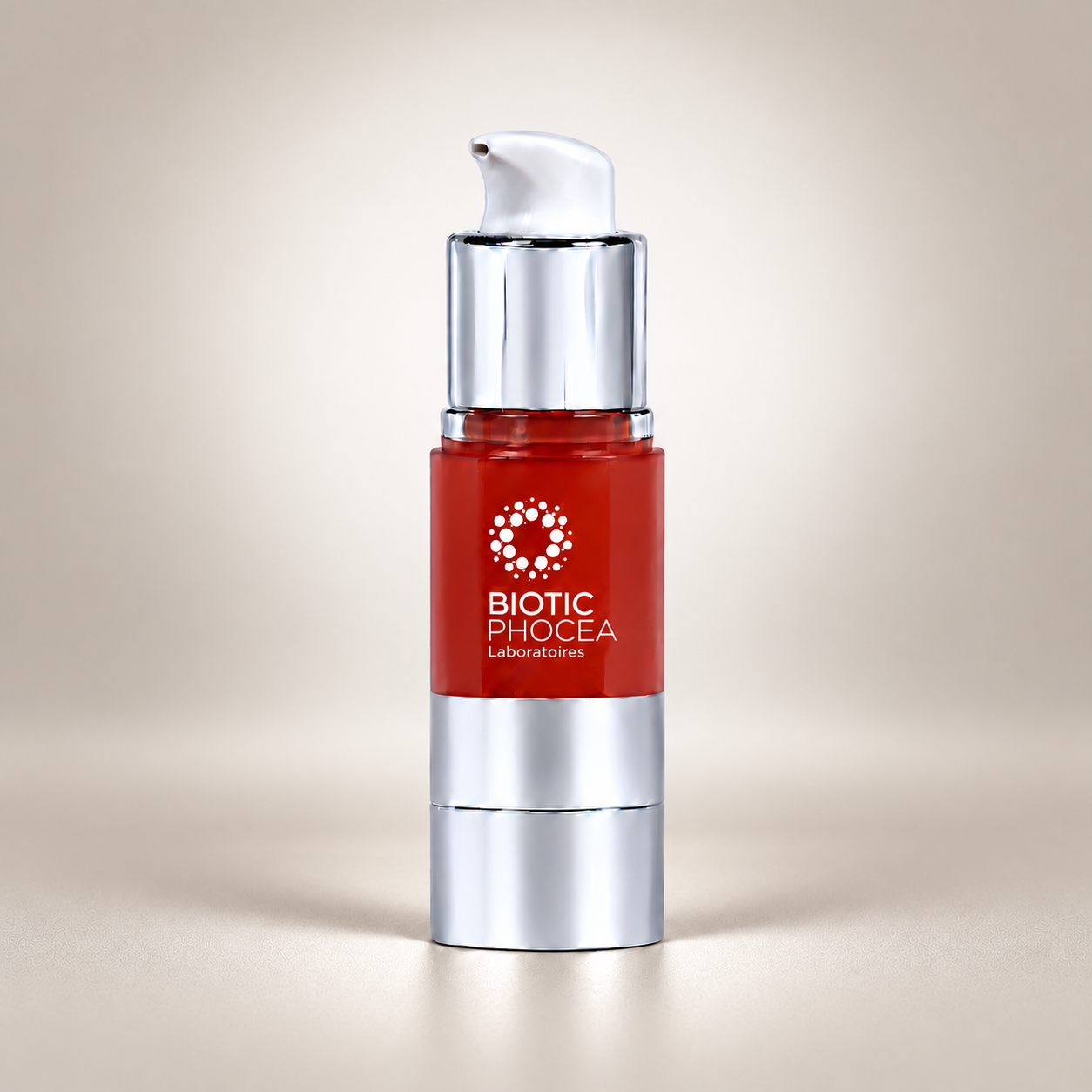 BIOTIC Phocea Airless Color® bottle on a greige background